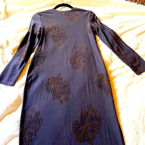Francesca Caretti wool-blend long dress with beautiful appliqués. Size 10. - Picture 3 of 8